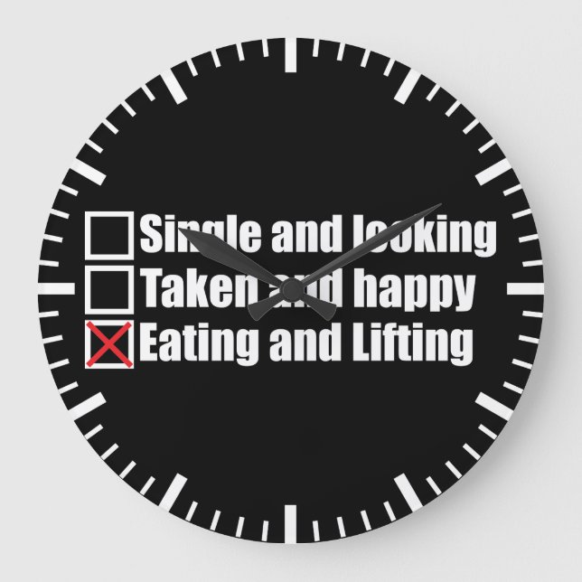 Grande Horloge Ronde Humour de musculation - simple ou prise par rappor (Recto)