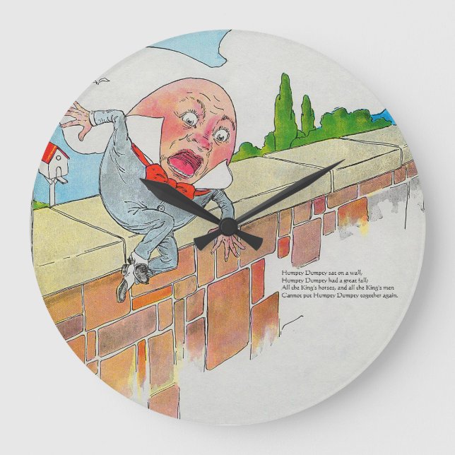 Grande Horloge Ronde Humpty Dumpty sur le mur mère oie rime (Recto)