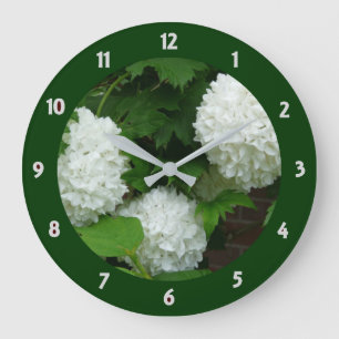Grande Horloge Ronde Hydrangée blanche Annabelle Flower Plante Floral