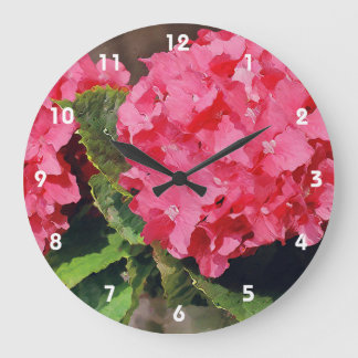 Grande Horloge Ronde Hydrangée rose