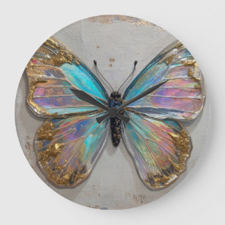 Grande Horloge Ronde Hypnotic Floral Color Flow Close-Up