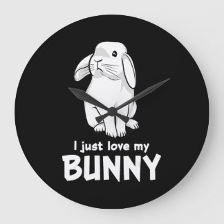 Grande Horloge Ronde I Just Love My Bunny | Cute Rabbit