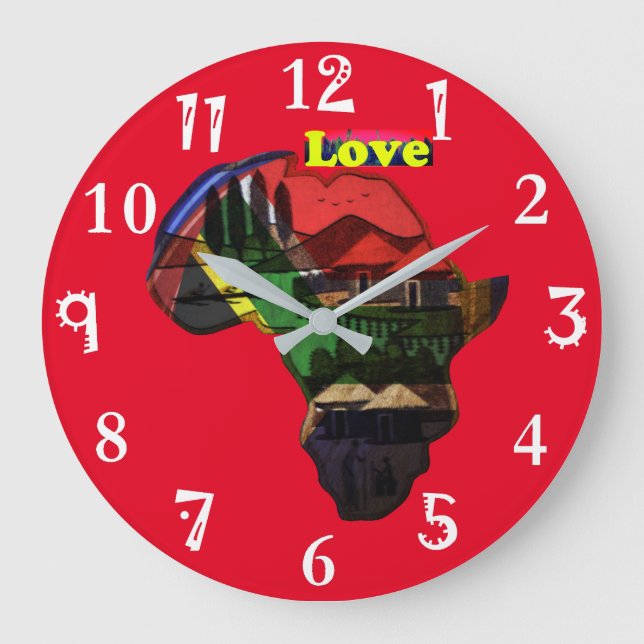 Grande Horloge Ronde I Love Africa Kenya My Home Print Design (Recto)