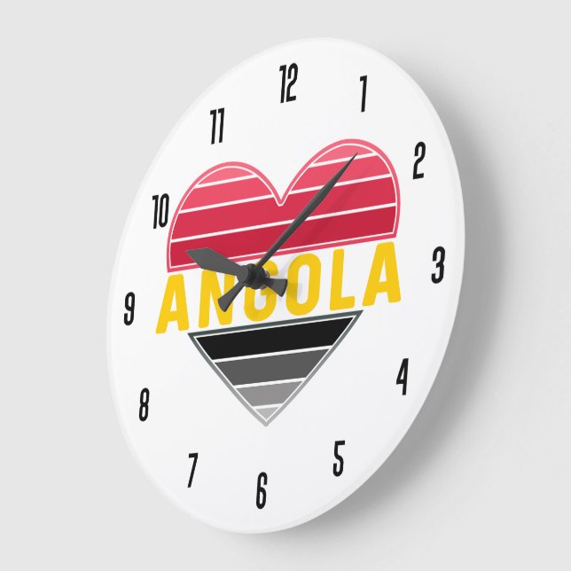Grande Horloge Ronde I Love Angola, Coeur angolais (Angle)