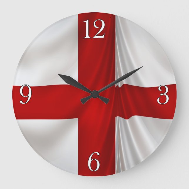 Grande Horloge Ronde I Love England Drapeau de St George Patriotic (Recto)