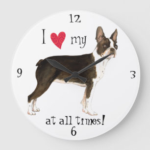 Grande Horloge Ronde I Love my Boston Terrier