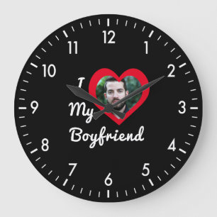 Grande Horloge Ronde I Love My Boyfriend Base Photo personnalisée