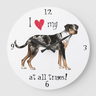 Grande Horloge Ronde I Love my Catahoula Leopard Dog