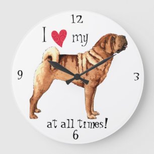 Grande Horloge Ronde I Love my Chinese Shar-Pei