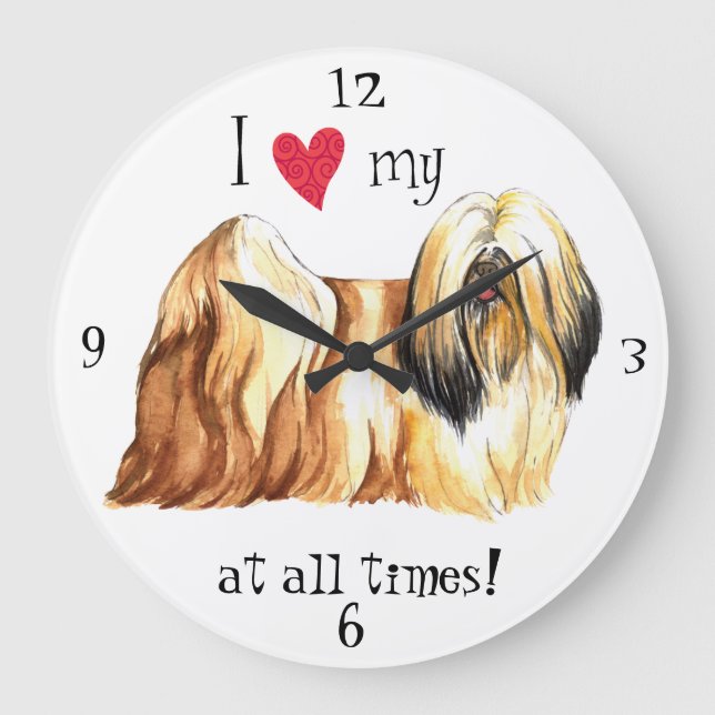 Grande Horloge Ronde I Love my Lhasa Apso (Recto)