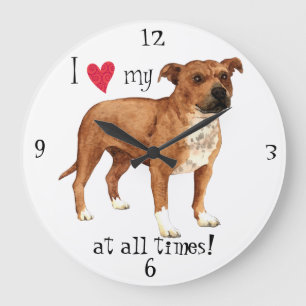 Grande Horloge Ronde I Love my Staffordshire Terrier