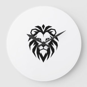 Grande Horloge Ronde Icône de tête de lion minimaliste moderne