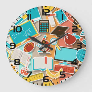 Grande Horloge Ronde Icônes d'équipement scolaire