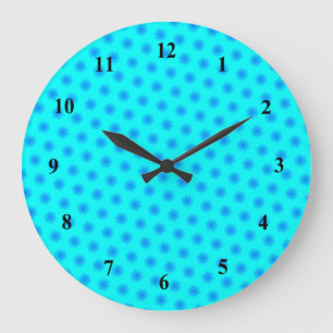 Grande Horloge Ronde Icy Aqua et Blue Snowflake Motif