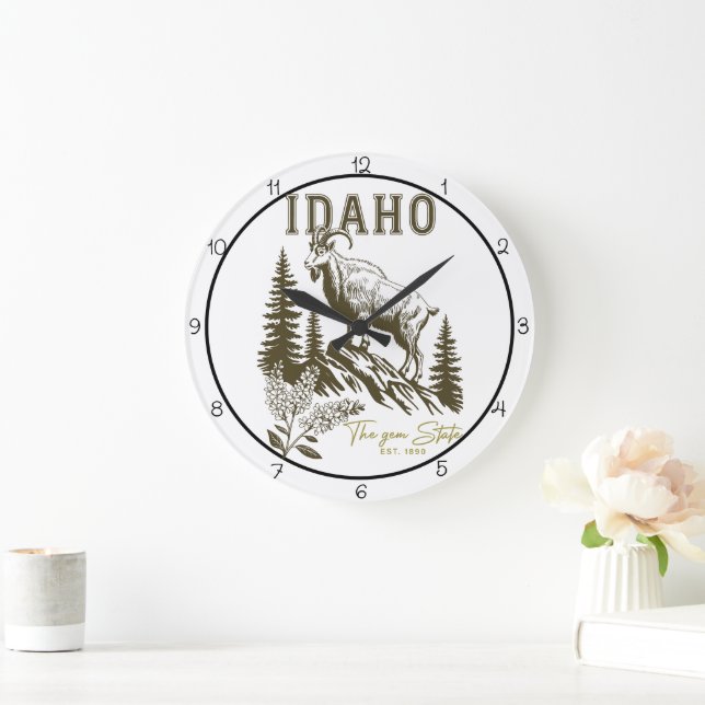Grande Horloge Ronde Idaho Gem State Mountain Goat (Maison)