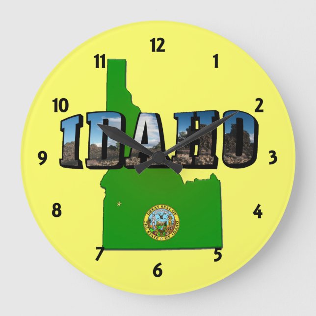 Grande Horloge Ronde Idaho Map, Seal and Picture Text (Recto)
