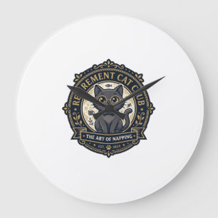 Grande Horloge Ronde Idée cadeau chat papa chat retraite - Chat de retr