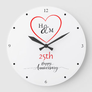 Grande Horloge Ronde Idées cadeaux minimes modernes du 25e anniversaire