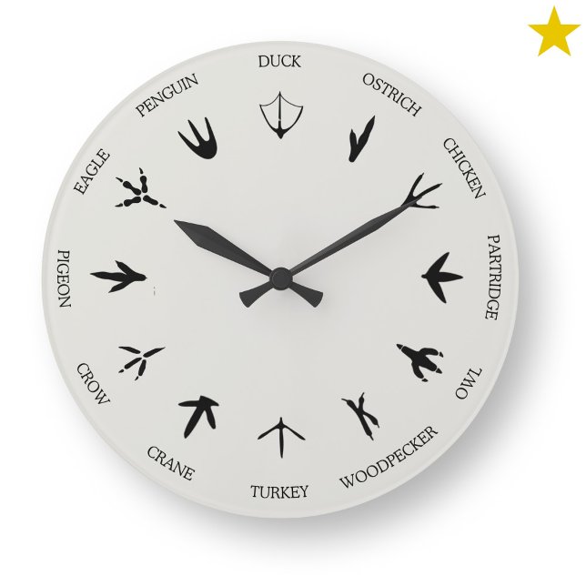 Grande Horloge Ronde Identification des empreintes d'animaux d'oiseaux (Créateur téléchargé)