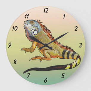Grande Horloge Ronde iguane vert