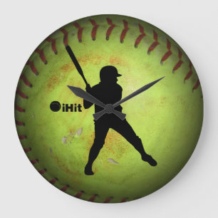 Grande Horloge Ronde iHit Softball de lancer rapide Silhouette