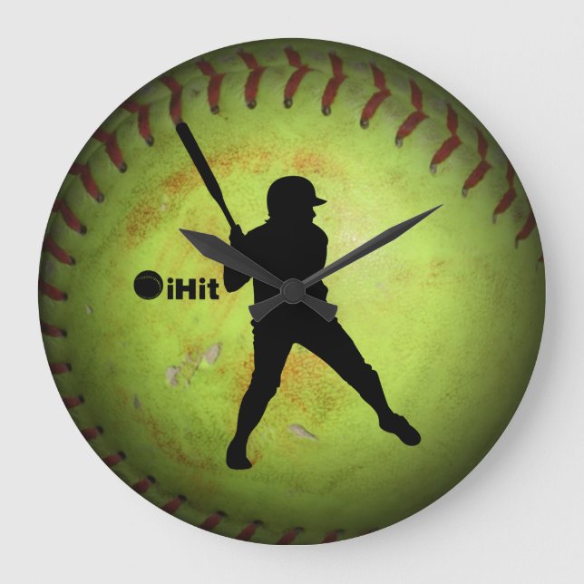 Grande Horloge Ronde iHit Softball de lancer rapide Silhouette (Recto)