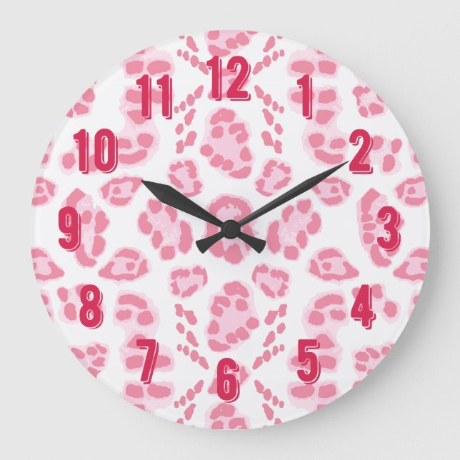 Grande Horloge Ronde Ikat léopard rose (Recto)