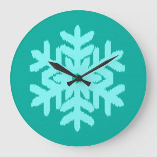 Grande Horloge Ronde Ikat Snowflake