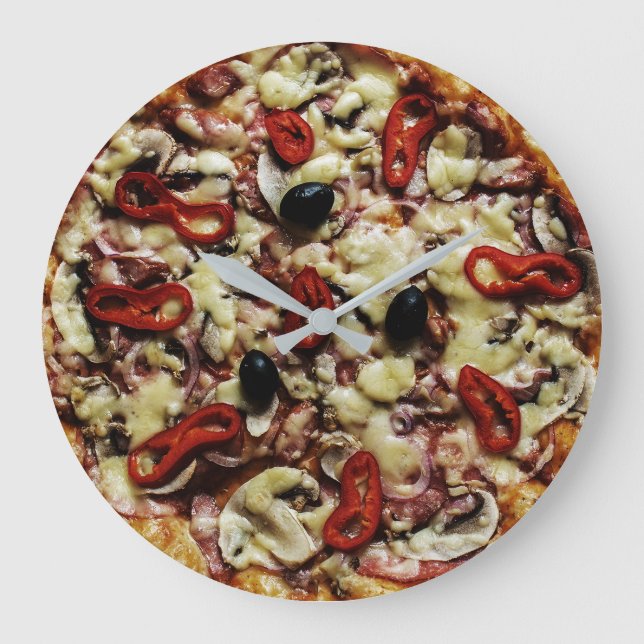 Grande Horloge Ronde Il est toujours temps de faire un tour de Pizza (Recto)