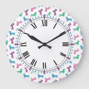 Grande Horloge Ronde Il pleut des Dachshunds mignons temps Doxie