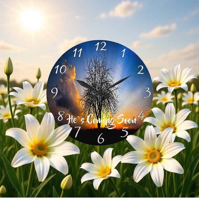 Grande Horloge Ronde IL VIENDRA BIENTÔT vieux arbre (Créateur téléchargé)