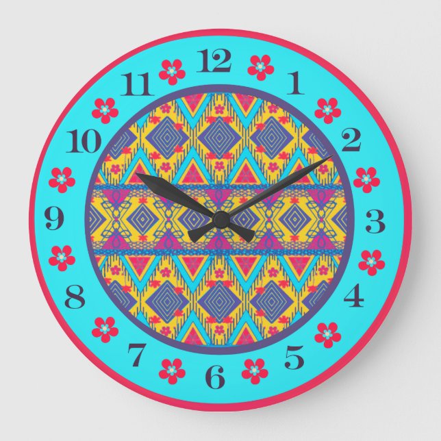 Grande Horloge Ronde Île Boho Tribale (Recto)