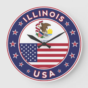 Grande Horloge Ronde Illinois, t-shirt Illinois, autocollant Illinois,