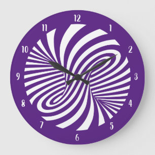 Grande Horloge Ronde Illusion optique à balayage psychédélique violet