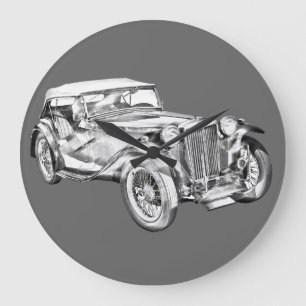 Grande Horloge Ronde Illustration antique de voiture de sport de comit