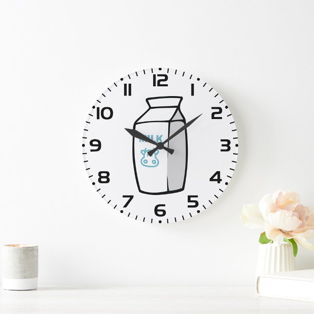 Grande Horloge Ronde Illustration Carton de lait de vache laitière cuit (Créateur téléchargé)