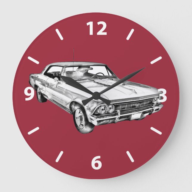 Grande Horloge Ronde Illustration Chevelle SS 396 1966 (Recto)