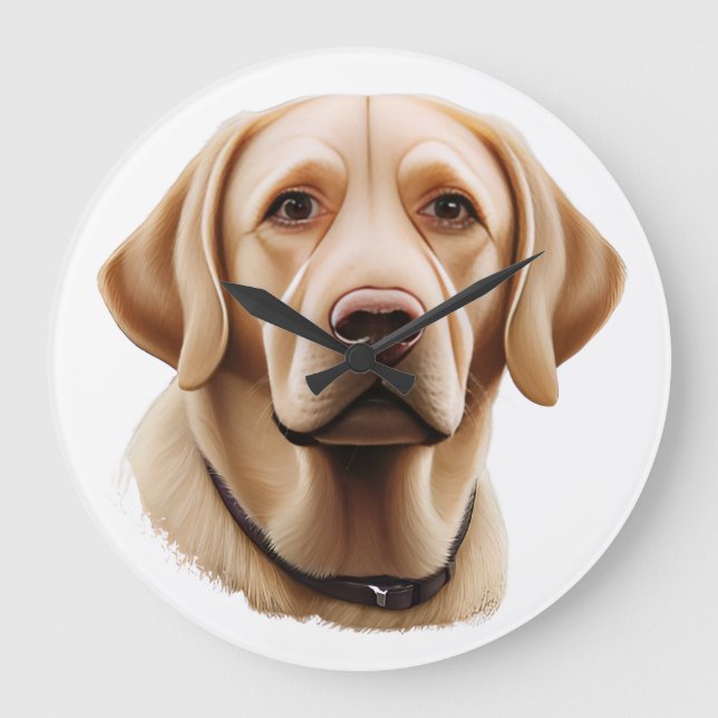 Grande Horloge Ronde Illustration classique du Labrador Retriever (Recto)