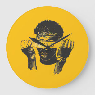 Grande Horloge Ronde Illustration d'art de rue motivant les yeux bandés