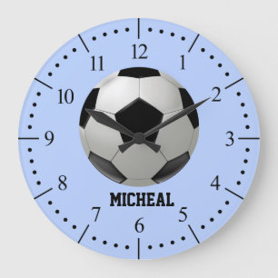 Grande Horloge Ronde Illustration de balle de football personnalisée
