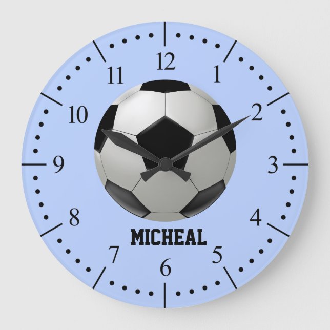 Grande Horloge Ronde Illustration de balle de football personnalisée (Recto)
