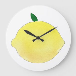 Grande Horloge Ronde Illustration de citron jaune vibrant