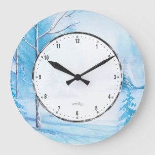Grande Horloge Ronde Illustration de couleur blanche blanche du paysage