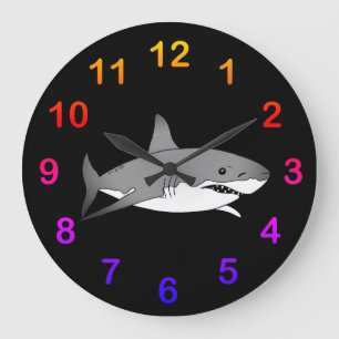 Grande Horloge Ronde Illustration de dessin de requin cool