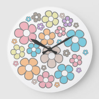 Grande Horloge Ronde Illustration de fleur simple
