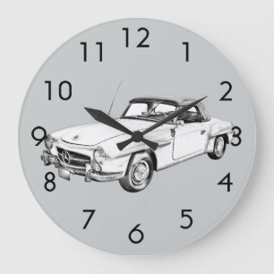 Grande Horloge Ronde Illustration de la Mercedes Benz 300 sl de collect