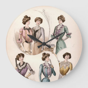 Grande Horloge Ronde Illustration de la mode Vintage de la dame Edwardi