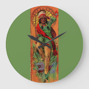 Grande Horloge Ronde Illustration de l'amérindien Native American Indi