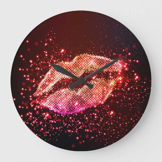 Grande Horloge Ronde Illustration de lèvres modifiable : Conception gra (Recto)