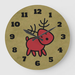 Grande Horloge Ronde Illustration de Red Christmas Reindeer